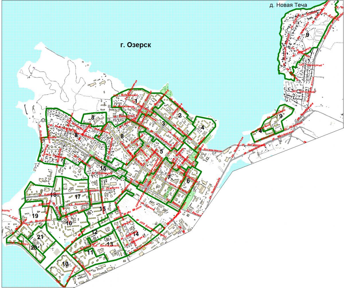 Графическая схема округов в Озерске (городская часть)