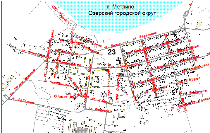 Графическая схема округов Озерска (поселок Метлино)