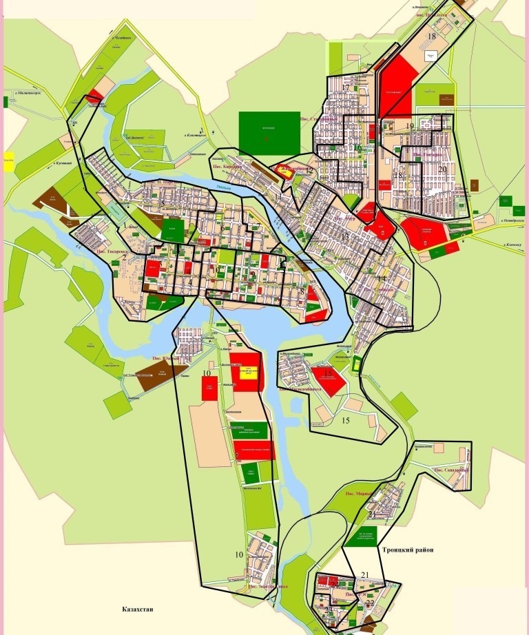 Графическая схема избирательных округов Троицка Челябинской области