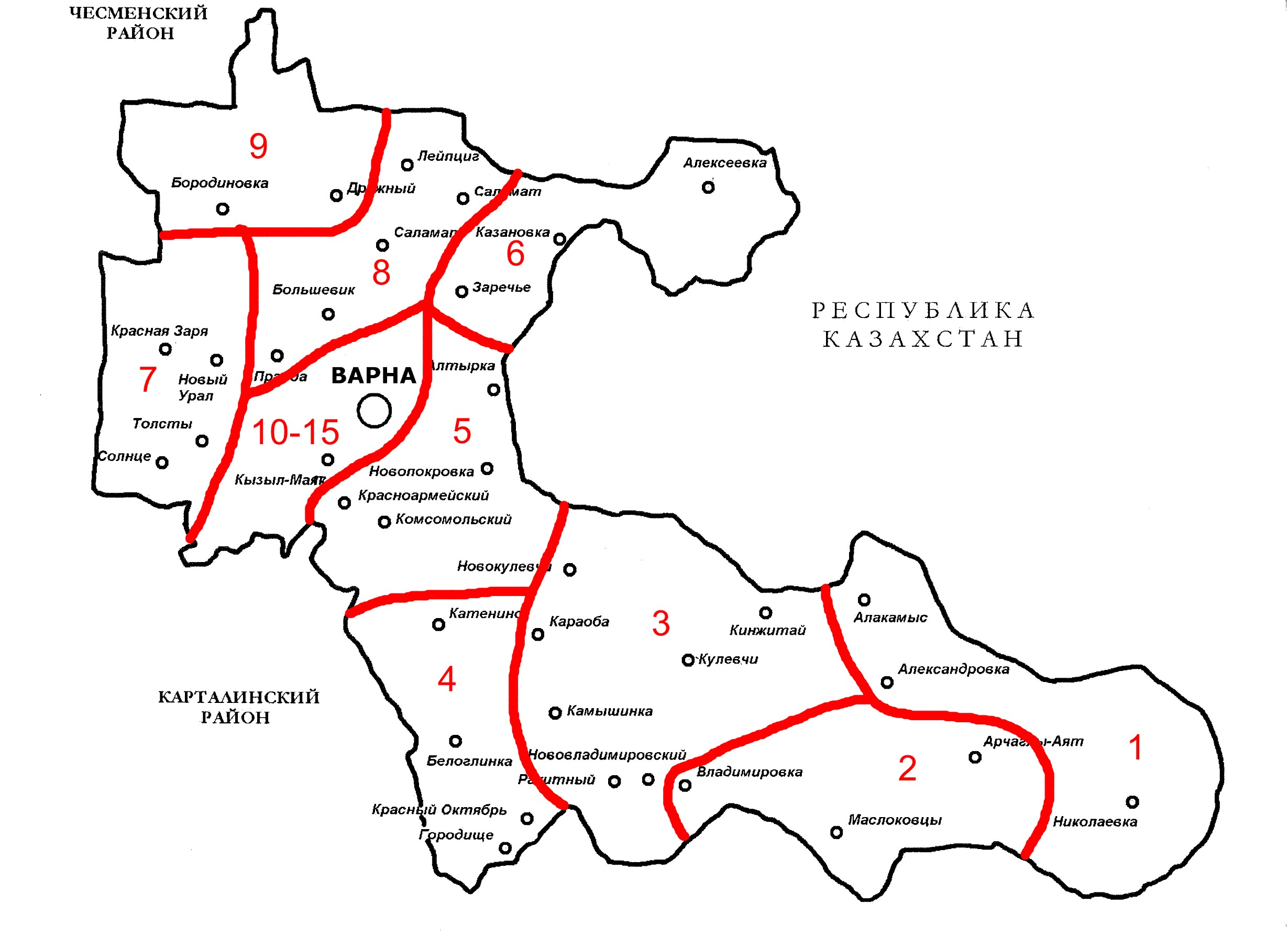 Графическая схема избирательных округов Варненского района Челябинской области